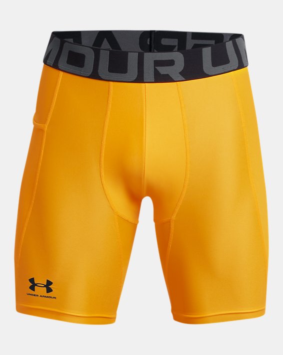 Men's HeatGear® Armour Compression Shorts, Yellow, pdpMainDesktop image number 4